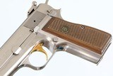 BROWNING
HI POWER
9MM
YR 1981
NICKEL/SILVER CHROME FINISH
13 ROUND
WOOD RED BACKED GRIPS - 11 of 15