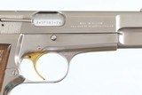 BROWNING
HI POWER
9MM
YR 1981
NICKEL/SILVER CHROME FINISH
13 ROUND
WOOD RED BACKED GRIPS - 3 of 15