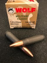 WOLF (Military Classic) 7.62 X 39mm - 124 Gr. Hollow point / Steel case!