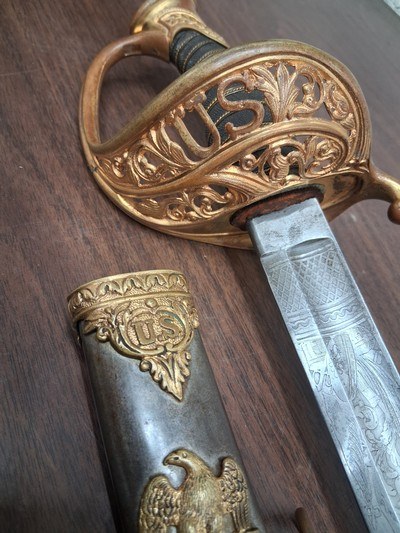 US CIVIL WAR model 1850 FIELD & STAFF OFFICER'S SWORD & SCABBARD F. HORSTER - Image 3 of 15
