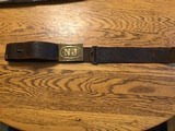 Antique 45-70 and 30-40 ammo belts and cartridge box and 1874 leather NJ belt. - 10 of 15
