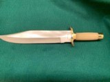 Bowie Hunting Kive tr64 stainless steel Length16 1/4 inches simulated ivory grip with brass quillian and heel with leather case - 2 of 4