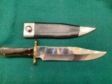 Bowie knive 14 1/2 inches long brass quillon coffin handle made of mikarta with leather case stainless steel blade - 2 of 3
