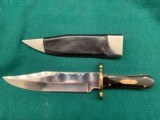Bowie knive 14 1/2 inches long brass quillon coffin handle made of mikarta with leather case stainless steel blade - 1 of 3