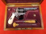 ENGRAVED, CASED, FOREIGN 8mm PINFIRE PISTOL, IVORY GRIP,REVOLVER- 2 of 16