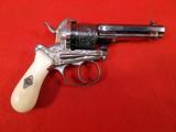 ENGRAVED, CASED, FOREIGN 8mm PINFIRE PISTOL, IVORY GRIP,REVOLVER- 3 of 16