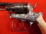 ENGRAVED, CASED, FOREIGN 8mm PINFIRE PISTOL, IVORY GRIP,REVOLVER- 7 of 16