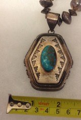 Native American made, signed sterling silver Navaho turquoise
necklace - 11 of 15