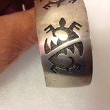 Vintage Hopi Sterling Silver Cuff
bracelet maker marked ( Michael Sockyma )
turtle spirit - 12 of 14