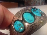 Native American turquoise and Sterling silver bracelet, signed and marked - 9 of 11