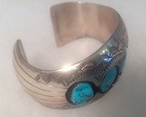 Native American turquoise and Sterling silver bracelet, signed and marked - 6 of 11