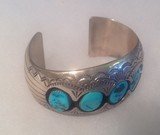 Native American turquoise and Sterling silver bracelet, signed and marked - 10 of 11