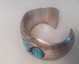 Native American turquoise and Sterling silver bracelet, signed and marked - 2 of 11