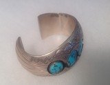 Native American turquoise and Sterling silver bracelet, signed and marked - 3 of 11