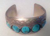 Native American turquoise and Sterling silver bracelet, signed and marked - 5 of 11