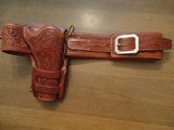Floral Hand-Carved Belt and Holster (fits 6 Inch Python or similar) with 24 Cartridge Loops, Size 38 - 40 - 1 of 9