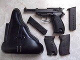 Walther P-38, Coded SVW 45, w/holster, 3 clips and 2 grips; metal and plastic - 1 of 6
