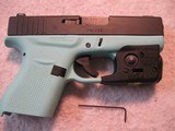 GLOCK 43, 9mm, Gently Used, Robin Egg Blue frame, Streamlight TLR-6, 3 mags, Trijicon site - 3 of 13