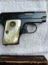 Colt 1908 Pocket hammerless .25 Mfg 1919. near mint with number matching box - 1 of 9