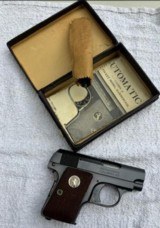 Colt 1908 pocket hammerless .25 Mfg 1940 Absolute Mint condition, wood grip panels - 6 of 9