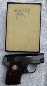 Colt 1908 pocket hammerless .25 Mfg 1940 Absolute Mint condition, wood grip panels - 8 of 9