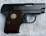 Colt 1908 pocket hammerless .25 Mfg 1940 Absolute Mint condition, wood grip panels - 2 of 9
