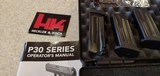 Used H&K P30 SK 9mm 2" barrel 3 10 round mags grip adjusters lock hard plastic case manuals very good condition - 3 of 21