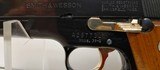 Used Smith and Wesson Model 39 4" barrel 9mm gold finish hardware (NO MAGAZINE)blue and gold with brown grips very good condition - 4 of 19