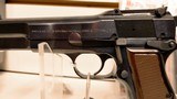 Browning Hi Power 9mm NATO original issue Bobbed Hammer military leaf sight factory box and manual 2 orig man 8 addt factory mags like new - 5 of 21