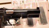 Browning Hi Power 9mm NATO original issue Bobbed Hammer military leaf sight factory box and manual 2 orig man 8 addt factory mags like new - 15 of 21