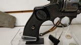Used Webley MKIV 38S&W 4 3/4" bbl canvas holster lanyard war finish good condition - 15 of 23