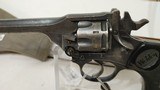 Used Webley MKIV 38S&W 4 3/4" bbl canvas holster lanyard war finish good condition - 7 of 23