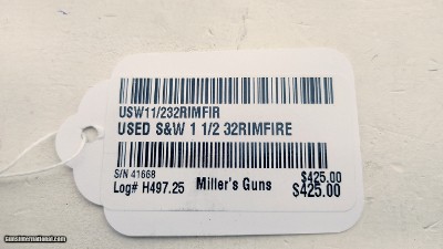 Price Reduced!! Used Smith & Wesson Model 1 1/2 3 1/2