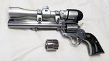 RUGER SINGLE SIX SUPER HUNTER CONVERTABLE SS, 7 1/2" 22 & 22 MAGNUM WITH SCOPE AND HOLSTER LNIB - 1 of 4