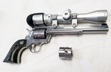 RUGER SINGLE SIX SUPER HUNTER CONVERTABLE SS, 7 1/2" 22 & 22 MAGNUM WITH SCOPE AND HOLSTER LNIB - 2 of 4