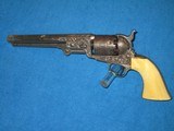DELUXE NIMSCHKIE ENGRAVED COLT MODEL 1851 PERCUSSION NAVY REVOLVER WITH FACTORY DELUXE GRIPS & ITS ORIGINAL SILVER FINISH IN EXCELLENT CONDITION - 1 of 13