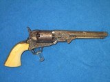 DELUXE NIMSCHKIE ENGRAVED COLT MODEL 1851 PERCUSSION NAVY REVOLVER WITH FACTORY DELUXE GRIPS & ITS ORIGINAL SILVER FINISH IN EXCELLENT CONDITION - 4 of 13