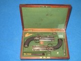 A VERY SCARCE PAIR OF MID 1800'S CASED "R. SCOTT, LONDON" FLIP BAYONET PERCUSSION BELT PISTOLS WITH BELT HOOKS IN VERY NICE CONDITION! - 1 of 20
