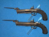 A VERY SCARCE PAIR OF MID 1800'S CASED "R. SCOTT, LONDON" FLIP BAYONET PERCUSSION BELT PISTOLS WITH BELT HOOKS IN VERY NICE CONDITION! - 6 of 20