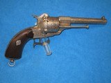 AN EARLY CIVIL WAR MILITARY TYPE DELUXE ENGRAVED OFFICERS OR EXHIBITION LARGE PINFIRE REVOLVER IN EXCELLENT CONDITION! - 5 of 14