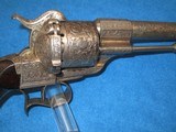 AN EARLY CIVIL WAR MILITARY TYPE DELUXE ENGRAVED OFFICERS OR EXHIBITION LARGE PINFIRE REVOLVER IN EXCELLENT CONDITION! - 7 of 14