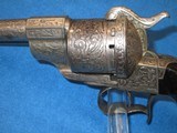 AN EARLY CIVIL WAR MILITARY TYPE DELUXE ENGRAVED OFFICERS OR EXHIBITION LARGE PINFIRE REVOLVER IN EXCELLENT CONDITION! - 3 of 14
