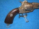 AN EARLY CIVIL WAR MILITARY TYPE DELUXE ENGRAVED OFFICERS OR EXHIBITION LARGE PINFIRE REVOLVER IN EXCELLENT CONDITION! - 6 of 14