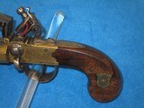 AN EARLY HIGH QUALITY 1800'S BRASS FRAME TAP LOCK DOUBLE BARREL FLINTLOCK PISTOL IN FINE UNTOUCHED CONDITION! - 2 of 15
