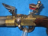 AN EARLY HIGH QUALITY 1800'S BRASS FRAME TAP LOCK DOUBLE BARREL FLINTLOCK PISTOL IN FINE UNTOUCHED CONDITION! - 11 of 15