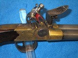 AN EARLY HIGH QUALITY 1800'S BRASS FRAME TAP LOCK DOUBLE BARREL FLINTLOCK PISTOL IN FINE UNTOUCHED CONDITION! - 7 of 15
