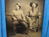 AN EARLY CIVIL WAR 1/6 PLATE TINTYPE OF TWO RHODE ISLAND BROTHERS, ONE HOLDING A HENRY RIFLE FROM EAST GREENWICH THAT TRAINED SOLDIERS IN CIVIL WAR! - 2 of 3