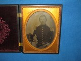 AN EARLY & SCARCE 1850'S ID'ED 1/2 PLATE AMBROTYPE OF A U.S. MILITIA OFFICER WEARING A RARE EAGLE & STARS BELT BUCKLE! - 2 of 8