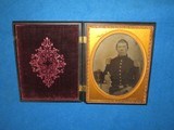 AN EARLY & SCARCE 1850'S ID'ED 1/2 PLATE AMBROTYPE OF A U.S. MILITIA OFFICER WEARING A RARE EAGLE & STARS BELT BUCKLE! - 1 of 8