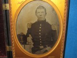AN EARLY & SCARCE 1850'S ID'ED 1/2 PLATE AMBROTYPE OF A U.S. MILITIA OFFICER WEARING A RARE EAGLE & STARS BELT BUCKLE! - 3 of 8